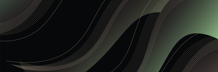 Modern dark blue abstract horizontal banner background with glowing geometric lines.Suitable for covers, brochures, presentations, flyers. vector