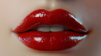 Obraz premium Red lipstick on lips
