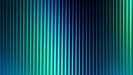 Futuristic neon texture with vibrant shades of blue green gradients and bright smooth fluted vertical lines. Bold dynamic design blending smooth tones and radiant colors for modern visual art project © 3d_kot