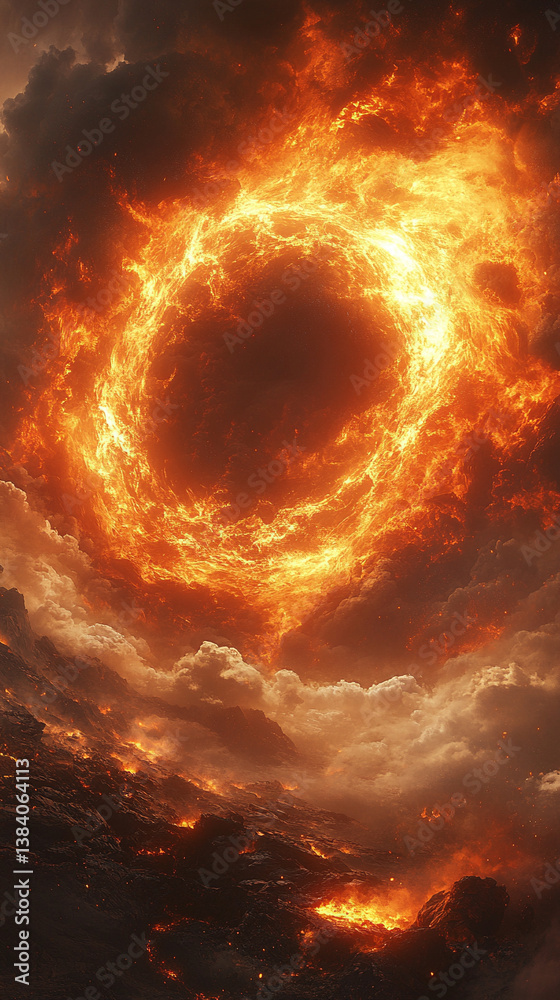 Wall mural a cosmic abstract background symbolizing the infinite universe with a glowing portal. it represents 