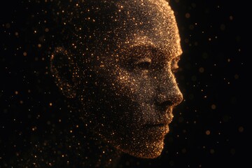 Digital human face made of particles