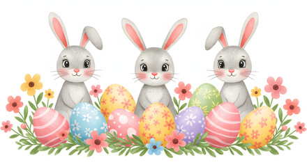 easter bunny and easter eggs