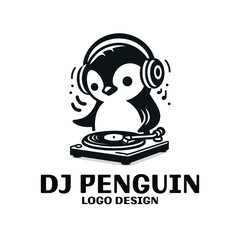 DJ Penguin Vector Logo Design