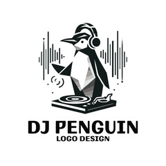 DJ Penguin Vector Logo Design