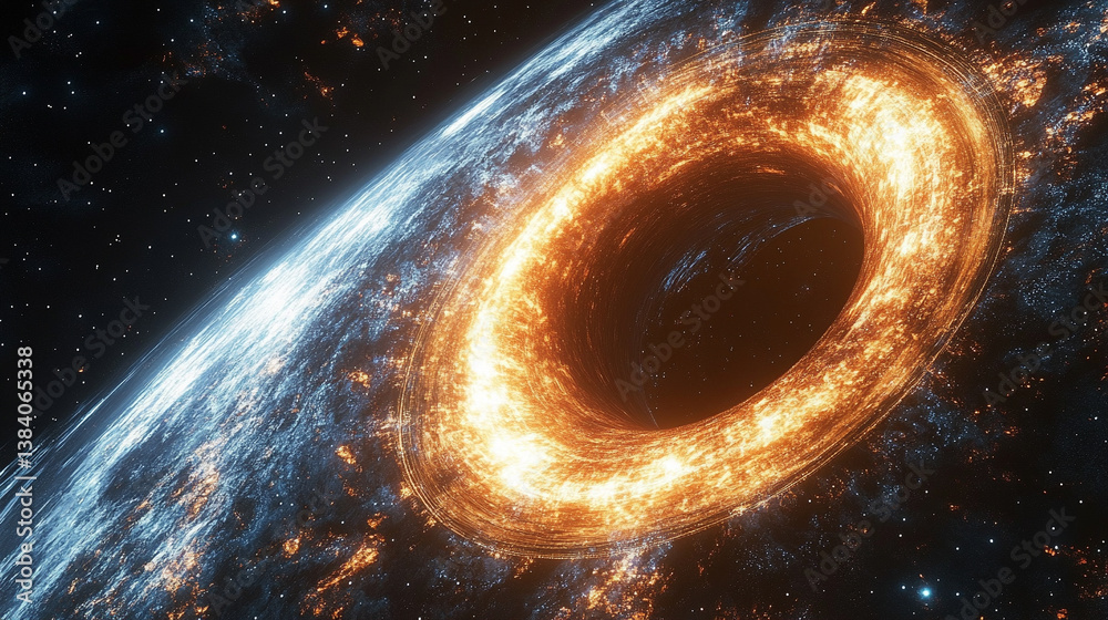Wall mural a cosmic abstract background symbolizing the infinite universe with a glowing portal. it represents 