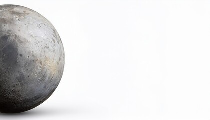 Half of earth's moon with craters against a white background
