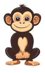 Fototapeta premium A cartoon monkey character is depicted standing upright in a playful pose, showcased in a modern flat design style with vibrant colors