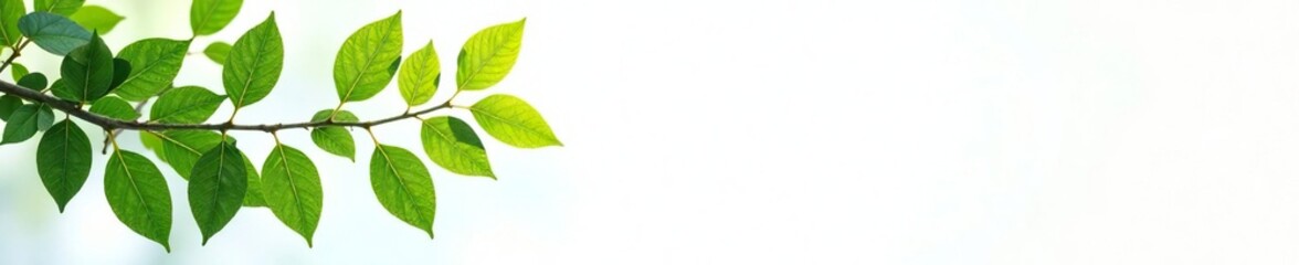 Naklejka premium Long branches with leaves isolated on white background, greenery, foliage