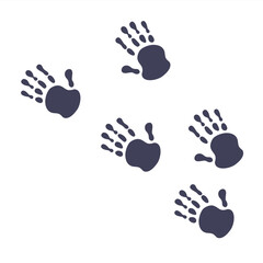 black icons handprints. Human footprints
