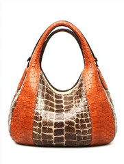 women's shoulder bag made of genuine leather, snake skin, reptile print