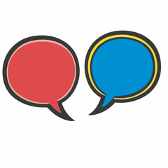 Fototapeta premium Two colorful speech bubbles communicate discussion digitally