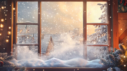 Realistic Christmas snowfall snowflakes overlay frame on transparent background. Isolated vector snow flakes oval border with falling snow and steam. Xmas magic window, white winter snowstorm texture