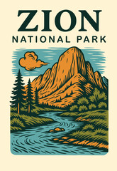 zion national park vector illustration