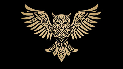 Isolated owl birds in tribal style for mascot, tattoo or wildlife concept