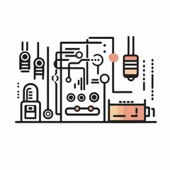 Digital circuit design depicts abstract mechanism arrangement