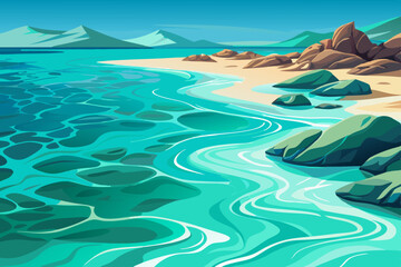 Obraz premium turquoise ocean with sandbanks and sunlight reflections, tropical sea wallpaper