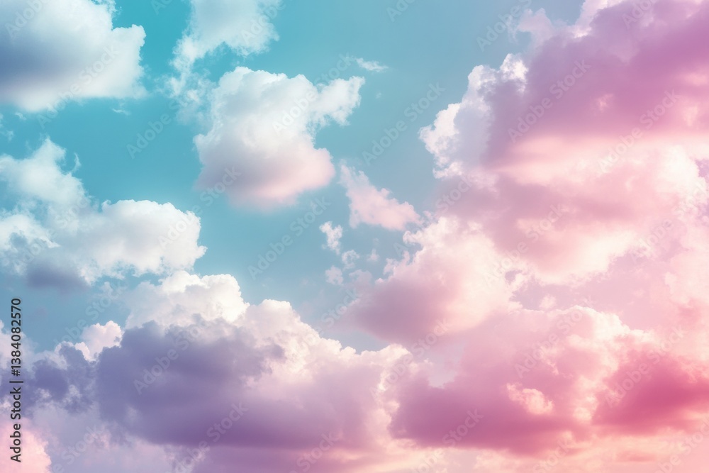 Poster Modern cloud pattern on a serene gradient sky evokes a feeling of tranquility and spaciousness throughout the day
