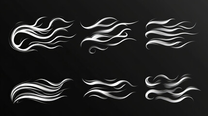 Black fire flames in tribal style with long swirls for tattoo and vehicle decoration design