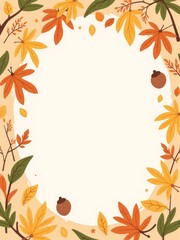 Autumn leaves illustration framed in pastel colors, seasonal beauty