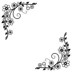 Black Floral Tattoo Design – Decorative Ornamental Flower Pattern in Vector Art