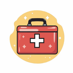 Obraz premium Red kit provides healthcare support within sparkling background