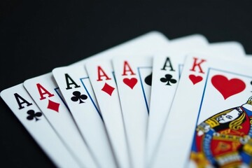 Playing cards arranged in a neat ace sequence , spades, casino