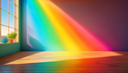 Obraz premium Bright Realistic Rainbow Prism Effect in Natural Daylight with Minimalist Background