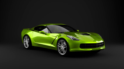 green sports car on grey