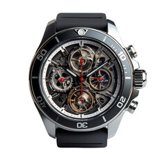 Diving Watch with Skeleton Dial and Titanium Case Isolated on Transparent Background