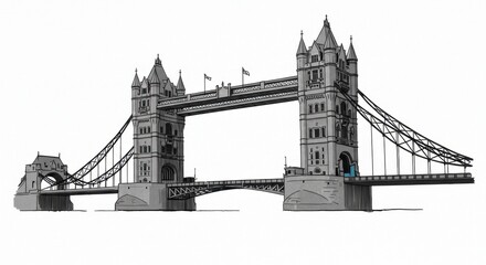 Minimalist Sketch of Tower Bridge