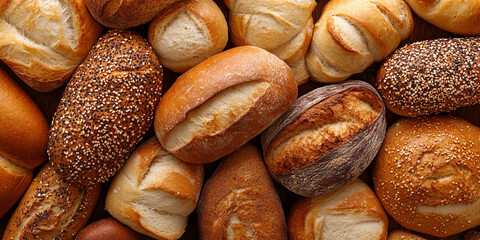 Variety of breads background