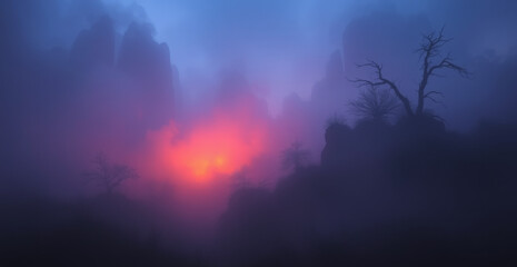 Misty Mountain Sunrise Landscape