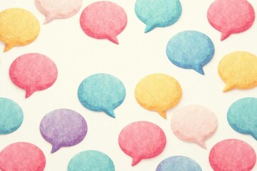 Seamless pastel speech bubble pattern on white background , bright, template