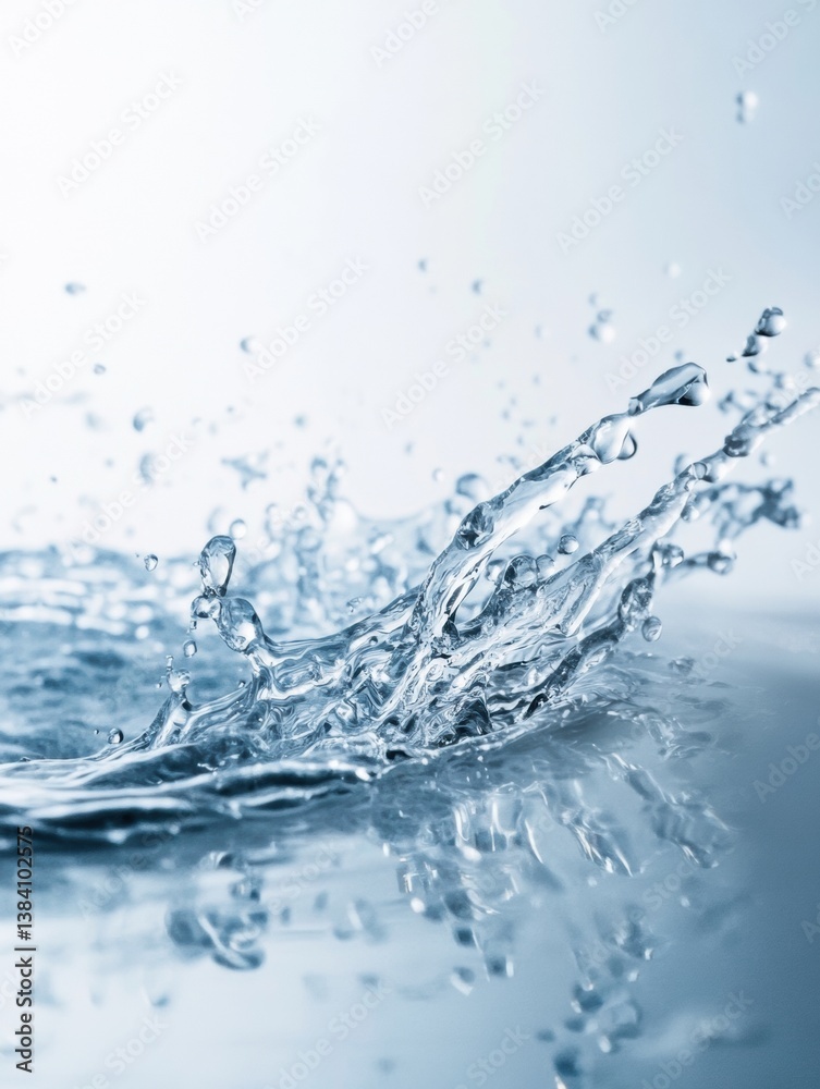 Leinwandbilder Modern abstract background showcasing gentle water splashes on a pristine white surface with soft lighting for a minimalistic ambiance