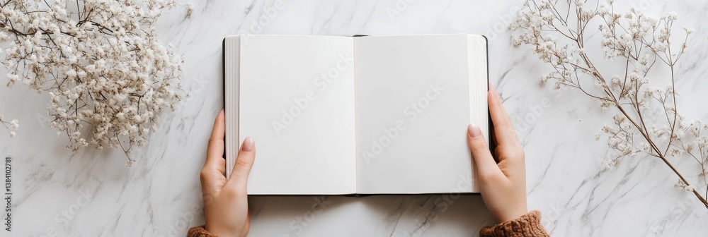 Leinwandbilder minimalist open book with blank pages in soft lighting inviting creativity and reflection