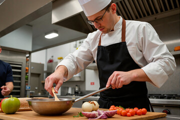 Un chef cocinando en un restaurante.
