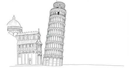 Obraz premium Monochrome Drawing of the Leaning Tower of Pisa