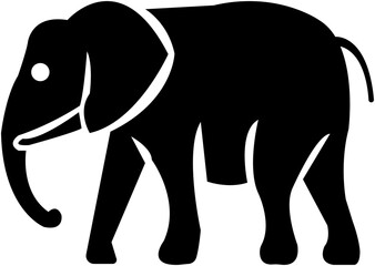 elephant, zoo, animal, vector, illustration, mammal, africa, tusk, african, safari, silhouette, wildlife, big, wild, nature, animal trunk, no people, standing, walking, logotype, isolated, white, blac