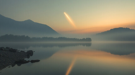 Obraz premium Misty lake sunrise (2)