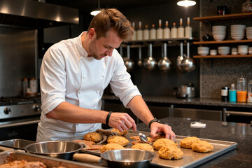 Un chef cocinando en un restaurante.