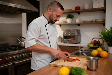 Un chef cocinando en un restaurante.
