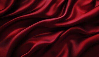 Fototapeta premium Luxurious crimson silk fabric drapes in flowing folds