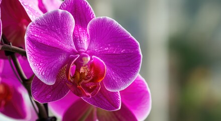 Fototapeta premium Close-up of vibrant purple orchid flower with detailed petals