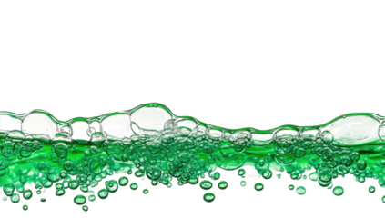 close-up of green bubbles rising in a liquid creating a dynamic and vibrant visual effect against a white background it highlights the interaction of air and liquid