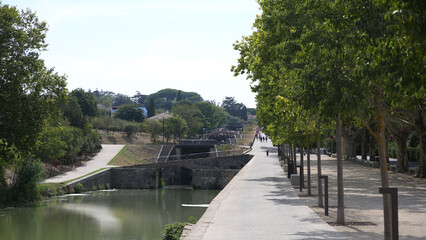Las 9 esclusas de Fonseranes, Canal du Midi, B&eacute;ziers, Francia