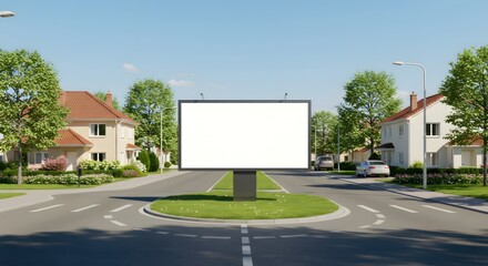 Fototapeta premium Blank billboard with suburban street.