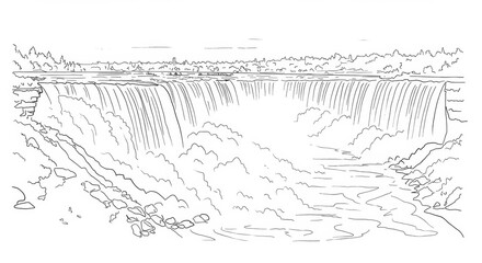 Minimalist Illustration of Niagara Falls