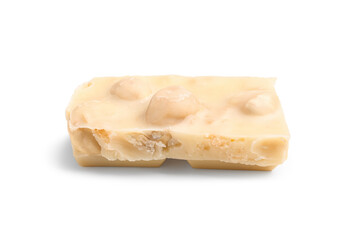 Sweet tasty chocolate with nuts on  white background