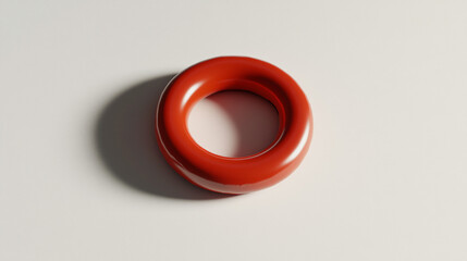 Orange ring on white surface