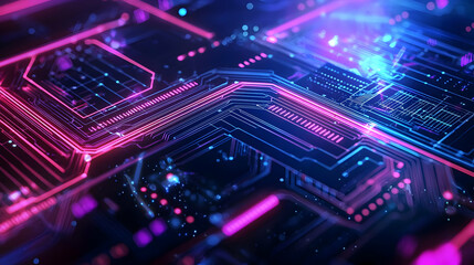 Obraz premium Abstract Circuit Board Design With Glowing Lines And Colors